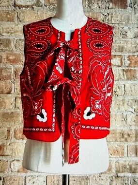 NWT Commense Bandana Tie Top Lined Small